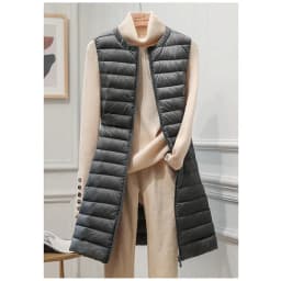 2022 Autumn Winter Ultra Light White Duck Down Vest Jacket Women O Neck Long Waistcoat Coat Female Sleeveless Outwear Parkas