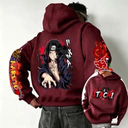 Naruto Uchiha Itachi 2026 Spring and Autumn New Cartoon Anime Harajuku Y2K Street Fashion Couple Hooded Sweatshirt