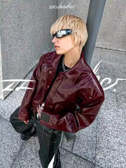 Lautaro Autumn Cool Short Oversized Pu Leather Jacket Women Shoulder Pads Zippper High Quality American Retro Punk Style Clothes