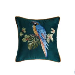 American Decorative Pillowcase Animal Parrot Leopard Embroidered Pillow Case Ornamental Pillows Blue Green Velvet Pillow Cover