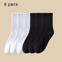 5/6/10 Pairs Women's Mid Socks Solid Color Breathable Comfortable In Autumn Winter Absorbing High-Quality Casual Socks Sports