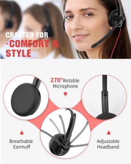NUBWO HW01 USB Headphone 3.5mm Computer Headset with Mic Noise Cancelling for Laptop PC Business Office Headsets for Cell Phone