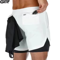 2025 Summer Running Shorts Men 2 in 1 Sports Jogging Fitness Shorts Training Quick Dry Mens Gym Men Shorts Sport gym Short Pants