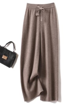 Autumn Winter Women's Pants Basic Soft Casual Sashes Trousers 100% Merino Wool Knitwear Korean Popular Pants
