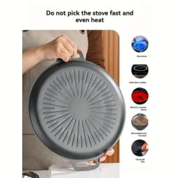 1pcs Carbon Steel Grill Pan Nonstick BBQ Griddle for Induction Cooktop Indoor Outdoor Use Dishwasher Safe BBQ Cookware