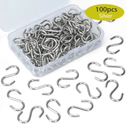100Pcs 0.55 Mini S-Shaped Metal Ornament Hooks With Storage Box For DIY Crafts Jewelry Tags Christmas Tree Decorations