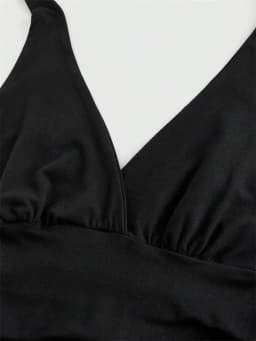Solid V-neck Backless Halter Crop Top for Women Summer Sexy Y2K Sleeveless Ruched Top Streetwear
