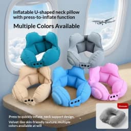 Hot Sale Portable Crown Inflatable U Neck Pillow Anti Tilt Headrest Soft Travel Sleeping Cushion For Driving Business Trip