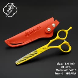 HISADA Hairdressing Scissors 6 Inch Yellow High-End Scissors VG10 Material Is Sharp and Wear-Resistant Scissors Tool