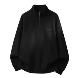 TFETTERS EU Size 2026 Autumn Casual Half Zip Pullover Men Stand Collar Minimal Letter Embroidered Long Sleeve Sweatshirt Man