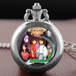 Anime Characters Dome Pocket Watch with Arabic Dial Vintage Necklace Pendant Clock for Men Women Chain Gift Relojes De Bolsillo