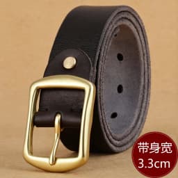 Handmade belt trendy leather pin buckle simple first layer real cowhide men's and women's copper buckle belt versatile old