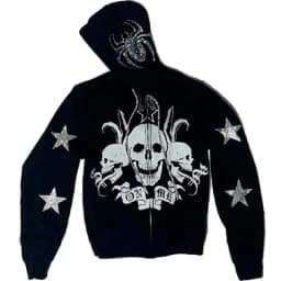 Y2K Rhinestone Cobweb Zip Up Oversized Sweatshirt 2022 Autumn Goth Hoodie Men Women Grunge Hooded Jacket Streetwear Y2K Clothing