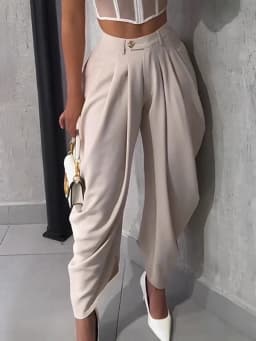 2026 Trend Mid Waist Women's Cargo Harem Sweat Pants with Ruched Design Casual Street Style Trousers Office Ladies Work Trousers