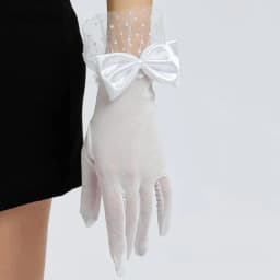 Women Sexy Mesh Thin Transparent Dot Bow Gloves Summer Sunscreen Drive Breathable Retro Opera Performance