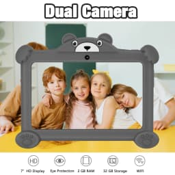 PRITOM Kids Learning Tablet PC 7 inch Android 2GB RAM 32GB ROM WiFi Bluetooth with Bear-shaped protective case