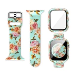 Glass+Cover+Strap for Apple Watch Case 44mm 40mm 41mm 45mm 42mm 38mm sport Silicone bracelet iwatch series 9 8 7 6 5 4 3 SE Band