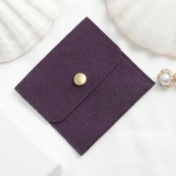 50 Personalized Logo Size Microfiber Jewelry Gift Pouch Velvet Snap Button Rings Earrings Packaging Organizer Wedding Favors Bag