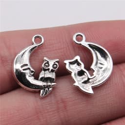 10pcs Moon Charms For Jewelry Making Antique Bronze Silver Color Pendants Making DIY Handmade Tibetan Finding Jewelry
