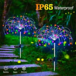 Solar Firework Stake Lights 60-420LED Lamps 8 Modes Waterproof IP54 Rating Warm White White Colorful Yard Patio Holiday Decor