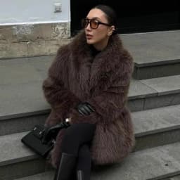 New Thickened Autumn Winter Fox Fur Coat With Large Lapel Long Street style Faux Fur Overcoat Soft Furry Luxe Femme Fur Jacket