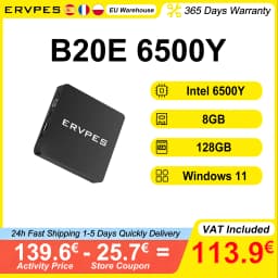 Ervpes B20E Mini Pc 8Gb Ram 128Gb Ssd Intel 6500Y Windows 11 Bt5.0 Apollo Lake Desktop Micro Computer Dual Band Wi-Fi HDMI