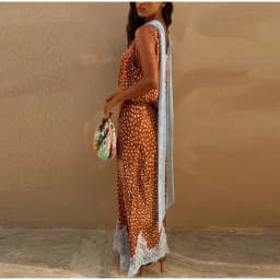 2026 New Elegant Printed Reversible Ribbon Top Lace Insert Skirt Set Women's Sleeveless Dot Two-Piece Outfit Lady Casual Wear