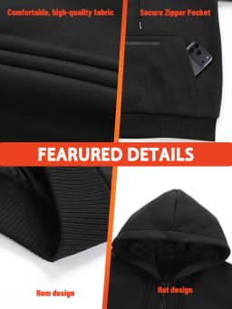 26 Zone Heated Sweatshirt for Men Women Fast Heating USB Constant Temp Hoodie Machine Washable Windproof for Commute Outdoor
