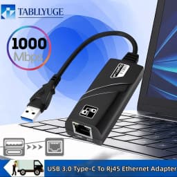 10/100/1000Mbps USB 3.0 Wired Network Card USB/Type-C to RJ45 LAN Ethernet Adapter for Laptops Desktops TV Boxes Windows