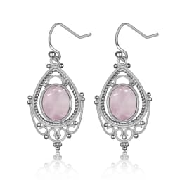 925 Sterling Silver Oval 8*10mm Natural Labradorite Earrings Vintage Ethnic Jewelry for Women Gift
