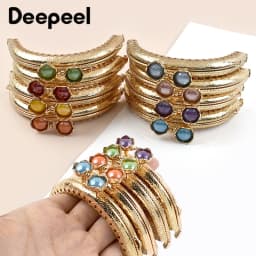 2/5Pcs 8.5cm Bead Head Embossed Metal Bag Handle Gold Coin Purse Frame Clourse Kiss Clasp Wallet Sewing Bracket Bags Accessories