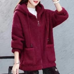 Ladies Thickened Fleece Jacket with Hat Casual Long Sleeve Warm Coat Chinese Brand Women's Fashion Autumn Winter Outerwear