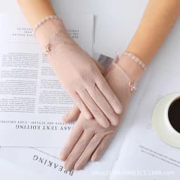 Summer Women Sexy Lace Thin Sunscreen Touch Screen Gloves Soft Ice Silk Skid Driving Anti-UV Elegant Female Outdoor Gloves