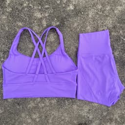 Solid Color Soft Women Gym Yoga Short Set Cross Back Shoulder Strap Gym Bra+High Waist Sport Short Leggings 2pc Tight Sportwear