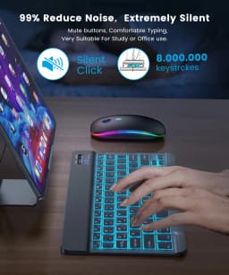 KEBIDUMEI Bluetooth Mini Keyboard 10 inch Backlit Ultrathin Keyboard Rechargeable Mute Click Office Keypad Computer Accessories