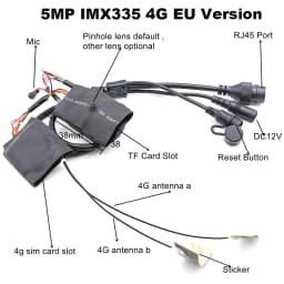 Camhi DIY 5MP 3G 4G SIM Lte IP Camera Module 5MP IMX335 1920P imx307 2MP Wireless MINI 4G Pin hole TF Card Slot Built-in MIC Mic