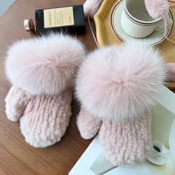 Real Rex Rabbit Fur Gloves For Women Winter Plush Thickened Warm Real Fur Gloves Handmade Knitted Fur Gloves Keep Warm Mittens