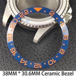 Sloping 38mm * 30.6mm Ceramic/Aluminum Bezel GMT and Diving Watch Insert Fits for 40mm Men's Watch Case Bezel Replacement Insert