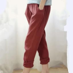 Women Spring Cotton linen Pants Plus size pencil Pants with PocketsTrousers Casual Pleated Vintage ropa coreana mujer