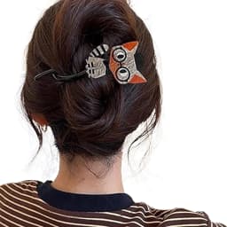 Cartoon Cat Shape Barrettes Creative Vintage Cute Gripper For Women Girls Student Pan Hair Low Ponytail Fixed Twist Clip 1pc