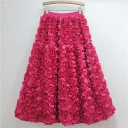 DEAT 2024 Autumn New Versatile Three Dimensional Flower Mid-calf Skirt High Waist Big Swing Fashion A-line Skirts Female 33A2033