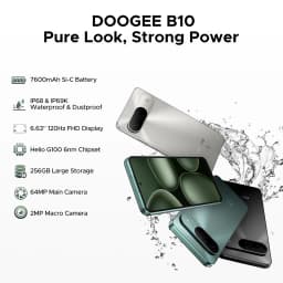 DOOGEE B10 Smartphone IP68 Waterproof Android 16 6.63”Helio G100 7600mAh Battery 48GB RAM(6+42) 256GB ROM Google Pay Supports