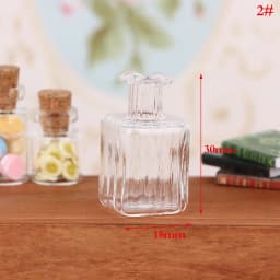 1Pc 1:12 Dollhouse Miniature Vase Glass Candy Jar Simulation Candy Bottle Flower Plant Vases Model Doll House Decor Toy