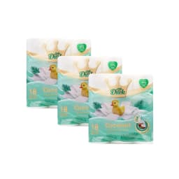 Little Duck Toilet Tissue 3Ply, Coconut Scented White Rolls, 18 Pack for Home and Bathroom Use
