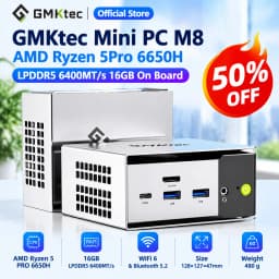GMKtec Mini PC M8 Nucbox Ryzen 5Pro 6650H Windows 11 Pro LPDDR5 16GB 500GB/1TB GPU Radeon 660M Oculink Wifi 6E BT5.2