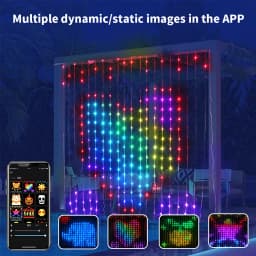 Smart Curtain Lights Bluetooth App Control RGBIC LED String Waterproof Fairy Light USB DIY Text Pattern Display Party Room Decor