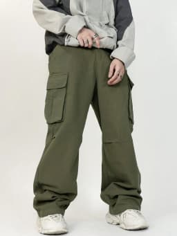 3D Pockets, Street-styling Workwear, Trendy Functional Lacing, Loose-fitting Casual Pants, Men's Straight-cut Fashion