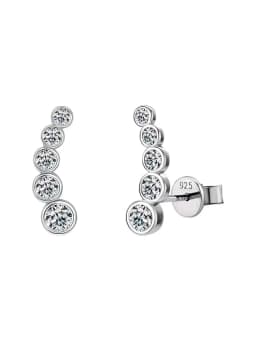 Shiny 0.86CT Curve Real Moissanite Diamond Stud Earrings For Women Real Gift Dating Anniversary Jewelry