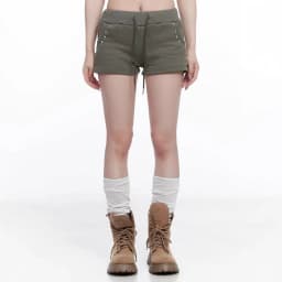Summer New Style Hot Diamond Tie Rope Sexy European And American Fashion Short Style High Street Female Personality Dark Shorts