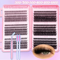 Individual Lash Extensions Kit Wispy Eyelash Clusters Mix Styles Thick D Curl Lashes Clusters DIY Use Reuseable
